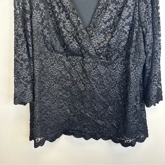 Goth Whimsigoth Witchy Evening Black Lace Vneck Top Dress Event Plus Size Top 3X - Picture 4 of 11